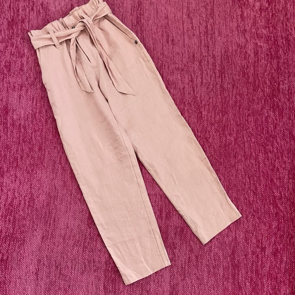 Scotch & Soda Linen High Waist Belted Pants Pink Size XS